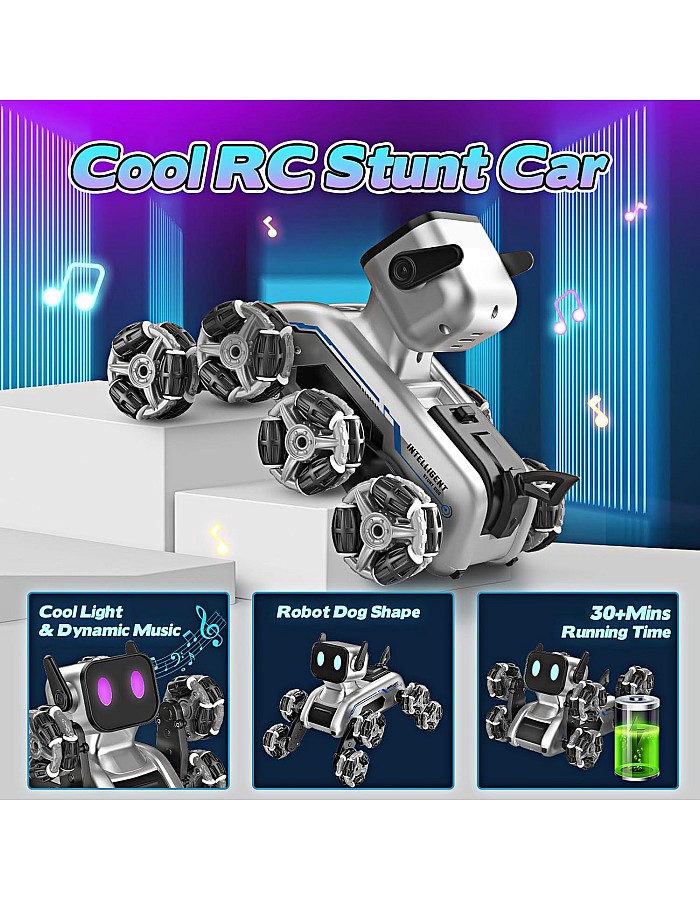 Roboter-Hundespielzeug für Jungen im Alter von 8–12 Jahren, 8WD ferngesteuertes Auto, 2,4 GHz Rc Auto mit Licht und Sound, Spielzeug Geschenke für 6 7 8 9 10 11 12 Jahre alte Jungen