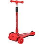 COOLBABY Kid's scooter 3 wheels Big pedal Foldable scooter with music, height-adjustable PU with LED light wheels, best for gifts for children from 3 to 12,red