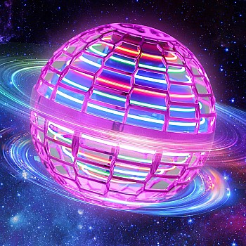 2024 Flying Orb: Boomerang Hover Ball, Magic RGB Lights Controller, Mini Drone, Floating Ball Toy, Cool Stuff for Kids Adults, Indoor Outdoor Birthday Gift (Pink)