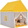 COSTWAY Children's Play House - Princess Tent with Wooden Frame & Cotton Blanket - 120 x 105 x 140cm - For Kids & Unisex - Pink/Blue/Grey/Beige