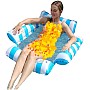 Inflatable Pool Float Lounger, Striped Blue and White, Water Hammock with Headrest, Arm Floaties