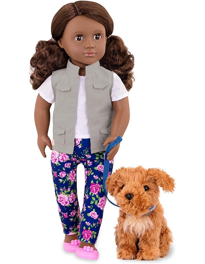 Our Generation Malia & Passenger Pets Bundle 18 inches Fashion Doll & Pet Travel Set boy toys, girl toys, birthday gift, Christmas gift, growth, fun, for kids.