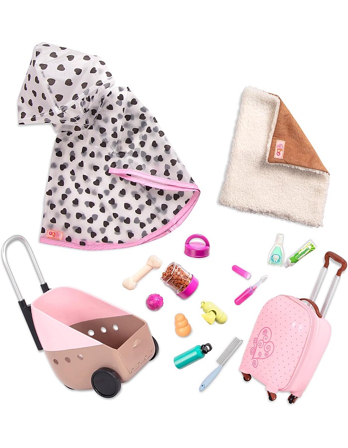 Our Generation Malia & Passenger Pets Bundle 18 inches Fashion Doll & Pet Travel Set boy toys, girl toys, birthday gift, Christmas gift, growth, fun, for kids.