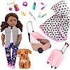 Our Generation Malia & Passenger Pets Bundle 18 inches Fashion Doll & Pet Travel Set boy toys, girl toys, birthday gift, Christmas gift, growth, fun, for kids.
