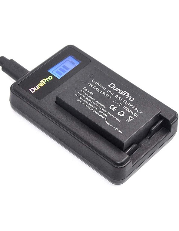 دورابرو شاحن بطارية LCD USB LP-E12 بديل لكاميرا كانون EOS M، EOS M2، EOS M10، EOS M100، EOS 100D، EOS Rebel SL1، EOS Kiss X7