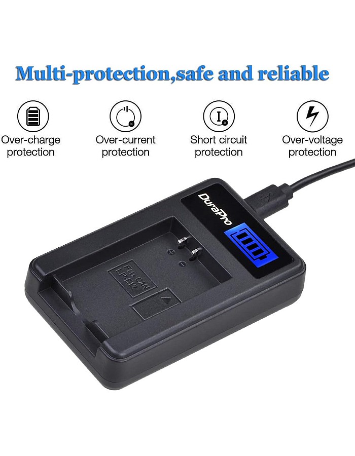 دورابرو شاحن بطارية LCD USB LP-E12 بديل لكاميرا كانون EOS M، EOS M2، EOS M10، EOS M100، EOS 100D، EOS Rebel SL1، EOS Kiss X7