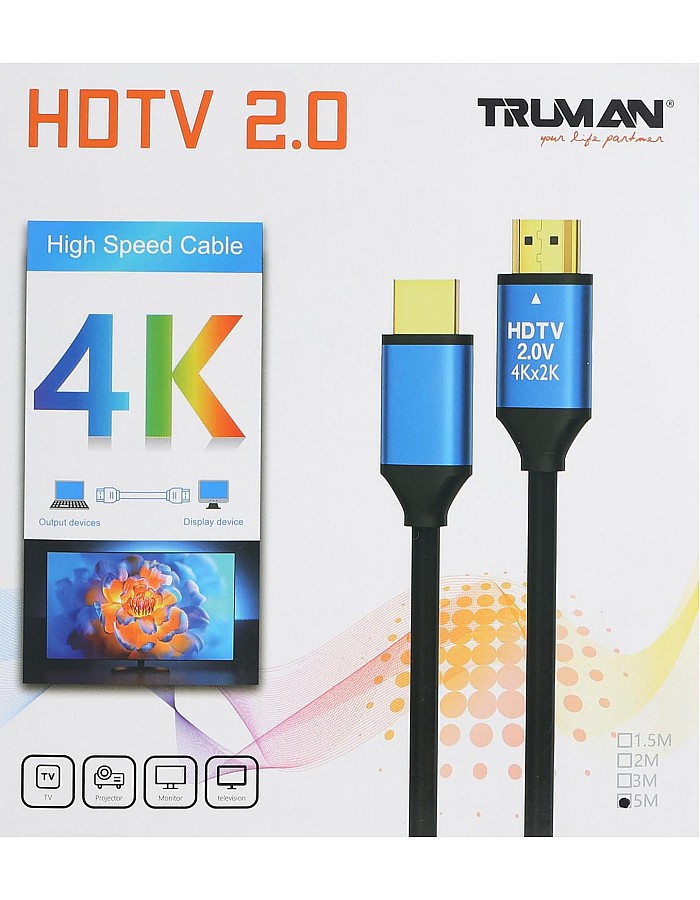 كابل HDMI بدقة 4K من ترومان - بطول 5 متر، لالتلفزيون