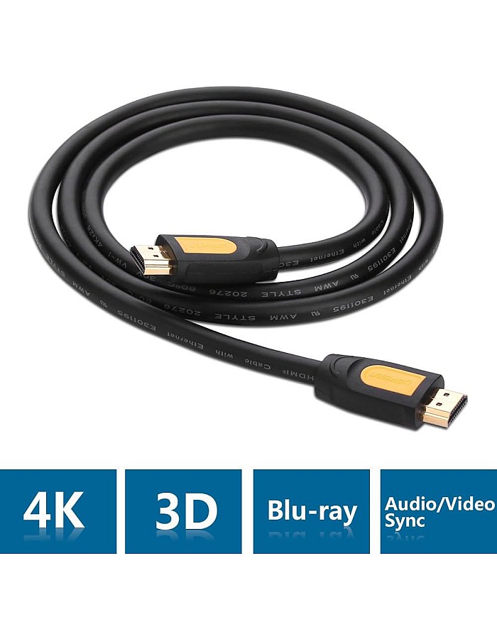 UGREEN High Speed HDMI Cable with Ethernet Gold Plated, Supports 1080P and 3D for Blu Ray Player,3D Television, Roku, Boxee, Xbox360, PS3, Apple TV - 2m