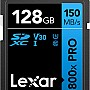 بطاقة ذاكرة 800x برو اس دي اكس سي UHS-I عالية الأداء من ليكسار، 128 جيجابايت، C10، U3 V30، فيديو 4K UHD، قراءة حتى 150 ميجابايت/ثانية، لكاميرات دي اس ال ا