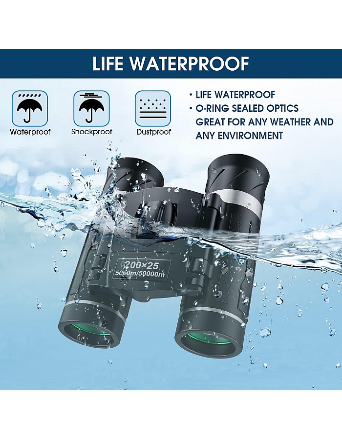 200x25 Compact Binoculars for Adults and Kids, High Powered Mini Pocket Binoculars, Small Binoculars for Bird Watching, Hunting, Concert, Theater, Opera, Travel, Sightseeing, Sport Games