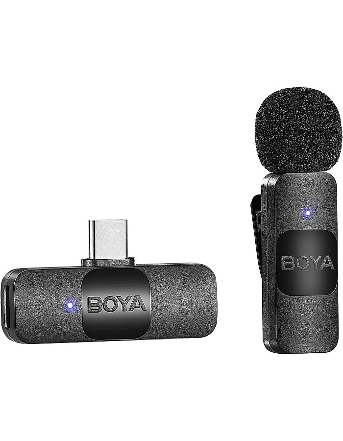 ميكروفون لاسلكي BY-V10 USB-C صغير مع ميزة تقليل الضوضاء متوافق الهواتف الذكية التي تعمل بنظام اندرويد نوع سي واللاب توب لتسجيل اليوتيوب والبو
