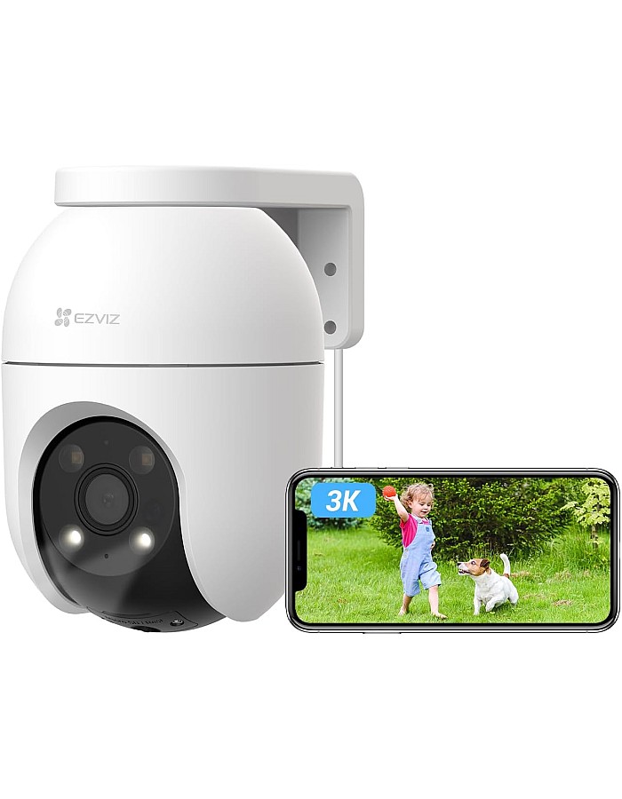 EZVIZ كاميرا مراقبة خارجية C8c 5MP واي فاي - دوران وامالة 360 درجة، FHD 1080P، كشف بشري بالذكاء الاصطناعي، رؤية ليلية ملونة، مقاومة للطقس IP65، صوت ثنا