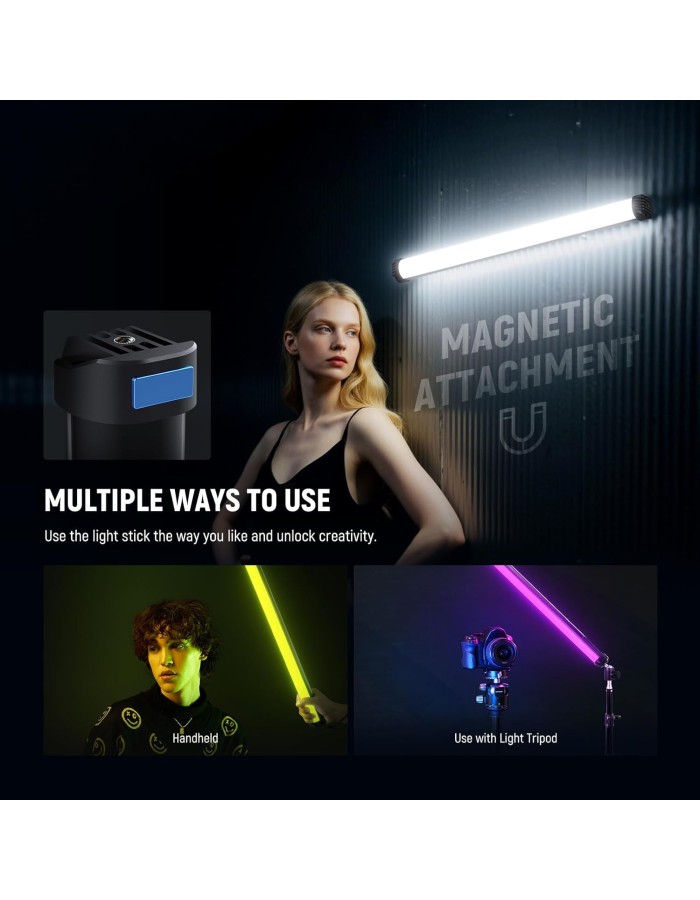 NEEWER Basics 21" Magnetic RGB Light Wand, CRI95 Dimmable 14W LED Handheld Video Tube Lighting Stick with 51 RGB Modes, 4000mAh Battery for YouTube TikTok Recording Studio Photography Streaming, SL50