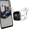 Tapo TP-Link Outdoor Security Wi-Fi Smart Camera, 4MP, Motion Detection, Starlight Night Vision, SD Card Slot, Voice Control, White, 2K HD Full colour Video, Alarm, No hub required ( C320WS)