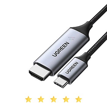 كابل USB نوع سي 3.2 الجيل الأول إلى HDMI 2.0 4K 60 هرتز UHD مع دعم ثاندربولت 3 للجوال والتابلت واللاب توب والشاشات من يوجرين (1.5 متر)