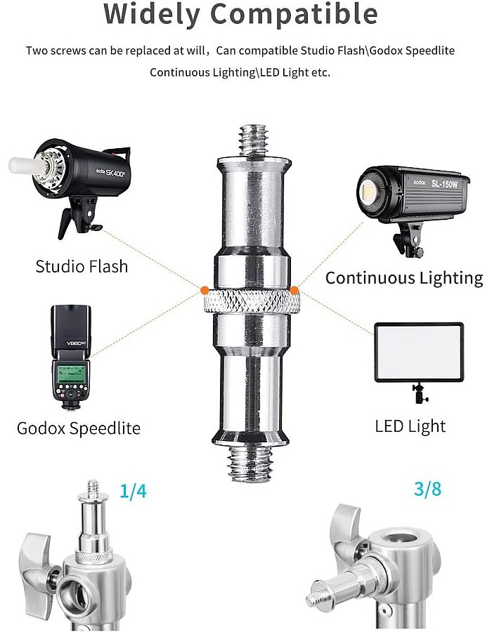 eWINNER Stainless Steel Light Stand 110in/280cm with 1/4in to 3/8in Universal Adapter