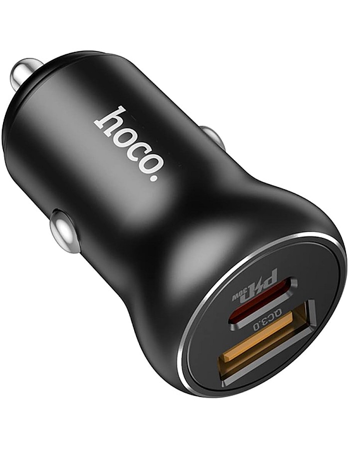 شاحن سيارة ناعم NZ5 بمنفذين بتوصيل طاقة 30 وات وUSB 3.0 بتقنية الشحن السريع - 5 فولت - امبير من هوكو لموبايل ايفون وسامسونج وشاومي واوبو وهواوي -