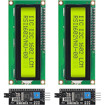 DORHEA 2PCS 1602 16x2 LCD Module Shield Yellow-Green Backlight with IIC I2C Driver Serial Interface and LCD Module Display