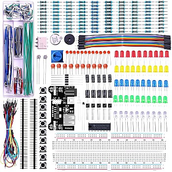 ELEGOO Upgraded Electronics Fun Kit w/Power Supply Module, Jumper Wire, Precision Potentiometer, 830 tie-Points Breadboard Compatible with Arduino, STM32