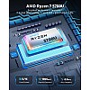 كمبيوتر ألعاب صغير من كامروي AM02Pro AMD رايزن 7 5700U 8C &&& 16T حتى 4.4 جيجاهرتز - رام 16 جيجابايت DDR4 و - مستديمة 512 جيجابايتM.2 2280 NVME SSD بقناة مزدوجة 4K يدعم