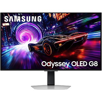 سامسونج شاشة العاب 32 انش G8 G81F اوديسي OLED 4K (3840 × 2160) معدل تحديث 240Hz وقت استجابة 0.03 مللي ثانية، فضي مطفي، ارتفاع قابل للتعديل ومحور، LS32FG810SMXUE
