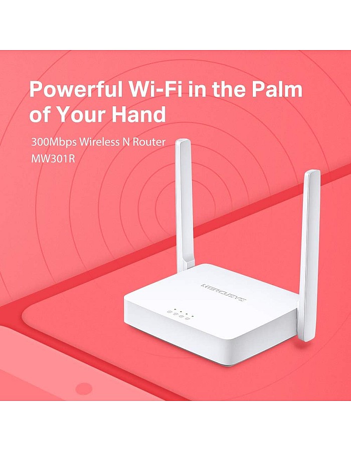 MERCUSYS N300 Wireless WiFi Router MW301R | Two 5dBi Antennas | 300Mbps Wi-Fi Speed | IPv6 Compatible | Parental Control | Guest Network - White