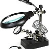 2.5 X 7.5X 10X LED Light Magnifier Helping Hand Auxiliary Clamp Alligator Clip Stand