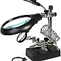 2.5 X 7.5X 10X LED Light Magnifier Helping Hand Auxiliary Clamp Alligator Clip Stand