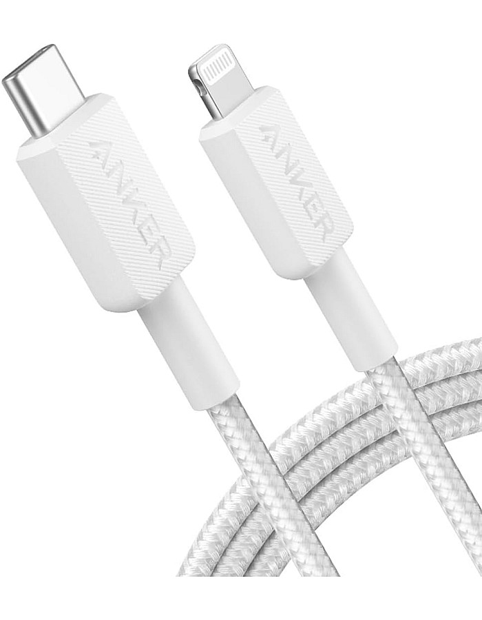 Anker 322 USB-C to Lightning Cable (Braided) 6ft,Charge an iPhone 14 Pro to 50% in just 30 minutes, MFi-Certified, 18 Months Warranty- White