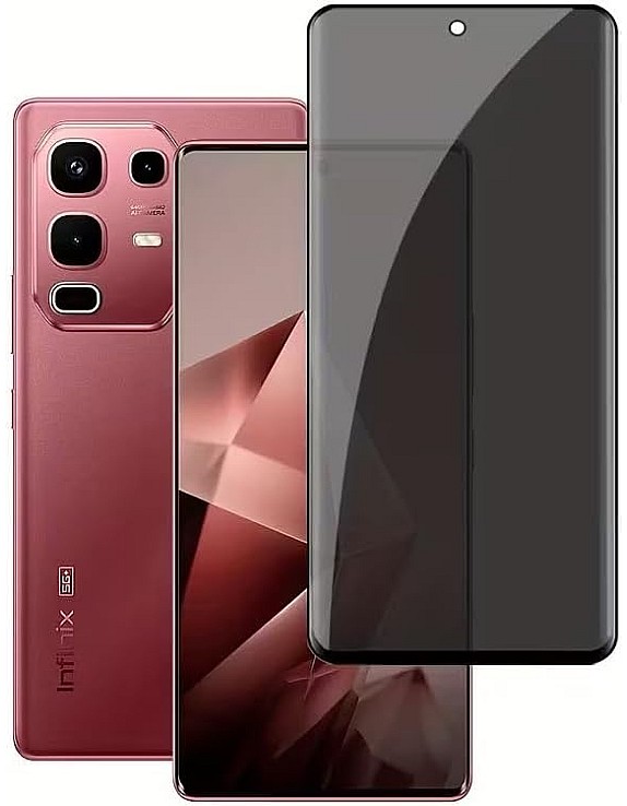Dl3 Mobilak Privacy Screen Protector for Infinix Note 50S 5G UV Glass Fingerprint Reader Support 3D Curved Anti-Spy Tempered Glass Screen Protector