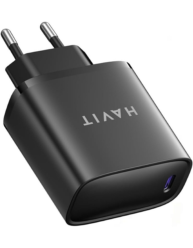 شاحن من هافيت بمنفذ USB متوافق مع سامسونج S22 و S23 و S24 الترا بقوة 45 واط مع منفذ واحد و تقنية GaN للشحن السريع