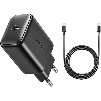 Joyroom JR‑TCF23 25 W USB‑C PD Fast Wall Charger with 1 m USB‑C to USB‑C Cable, Single Port Rapid Charging Adapter for Smartphones & Tablets - Black | 12-Month Warranty