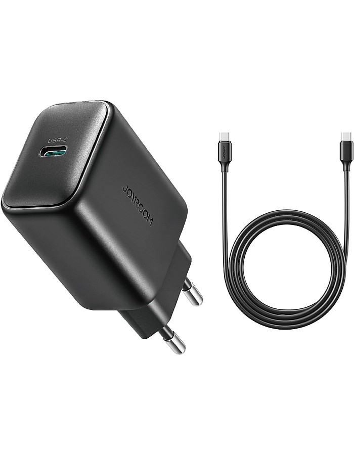 Joyroom JR‑TCF23 25 W USB‑C PD Fast Wall Charger with 1 m USB‑C to USB‑C Cable, Single Port Rapid Charging Adapter for Smartphones & Tablets - Black | 12-Month Warranty
