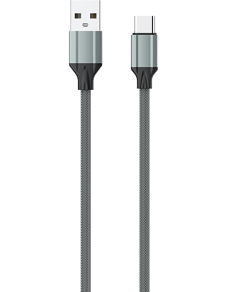 كابل LS442 نوع سي الى USB-A بطول 2 متر من لدنيو - شحن سريع 2.4 امبير، لنقل البيانات، سلك شاحن متين - رمادي