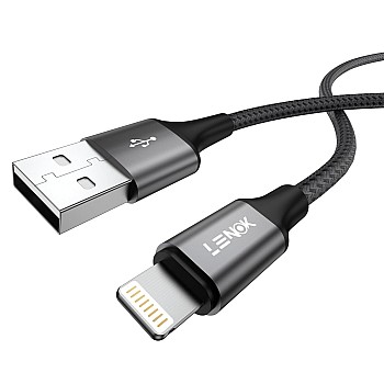 LENOK USB-A Charging Cable, Compatible with iPhone Port, Nylon Braided, Data Sync, for iPhone 14/13/12/11/X/XS/XR/8/8 Plus/SE (1 M)