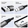 كابل شحن USB-A متوافق مع منفذ آيفون من لينوك، مغطى بالنايلون مزامنة البيانات لآيفون 14/13/12/11/X/XS/XR/8/8 بلس/SE (1 م)