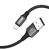 كابل شحن USB-A متوافق مع منفذ آيفون من لينوك، مغطى بالنايلون مزامنة البيانات لآيفون 14/13/12/11/X/XS/XR/8/8 بلس/SE (1 م)