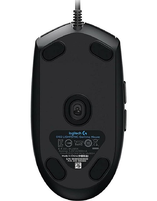 ماوس العاب لايت سينك G102 بإضاءة RGB القابلة للتعديل، 6 ازرار قابلة للبرمجة، مستشعر بدرجة الالعاب، 8k نقطة في البوصة Dpi تتبع، 16.8 ملم اللون، خفي