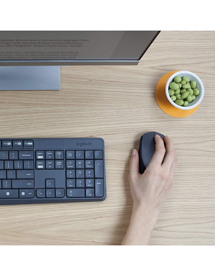 مجموعة لوحة المفاتيح وماوس لاسلكية MK235 مع وصلة USB، البطاريات متضمنة وتصميم ABNT2، من لوجيتيك