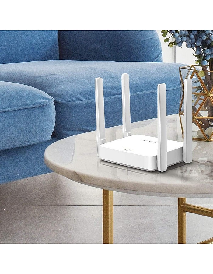 MERCUSYS AC1200 Wireless Dual_Band WiFi Router Mercusys AC10 | 1200 Mbps Wi-Fi Speed | 4 High Gain Antennas | Parental Control | IPTV and IPv6 Supported, White