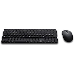 Rapoo 9320M Bluetooth 4.0, 5.0 + 2.4G Wireless Multi-Mode Keyboard Mouse Combo, Aluminum Base, 2400 DPI, 10M Range, Compact Dark Grey