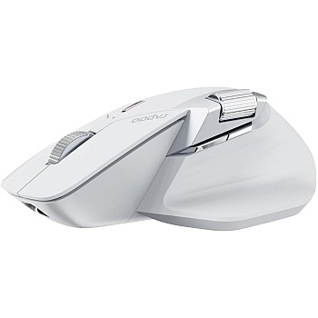 Rapoo MT760L Multi-Device Wireless Mouse, Bluetooth 5.0 and 2.4GHz Multi-Mode Connection, Up to 4 Devices, 11 Programmable Buttons, 4K DPI, Ergonomic Design, 90 Days Battery Life, PC, Grey White