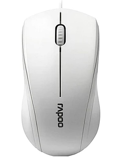Rapoo N1200 Silent Wired Mouse, 1000 DPI 5ft Cord Quiet Button Optical Computer Mouse, Left Right Hand Use, for Laptop Chromebook Mac Notebook, Matte White