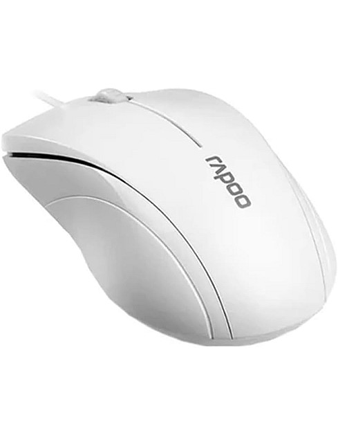Rapoo N1200 Silent Wired Mouse, 1000 DPI 5ft Cord Quiet Button Optical Computer Mouse, Left Right Hand Use, for Laptop Chromebook Mac Notebook, Matte White