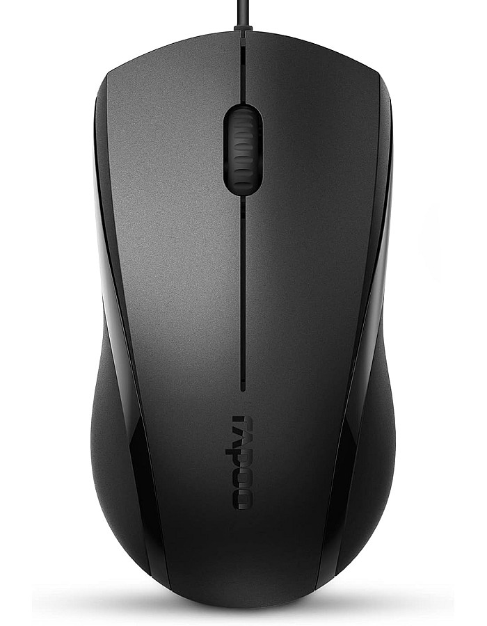 Rapoo N1200 Silent Wired Mouse, 1000 DPI 5ft Cord Quiet Button Optical Computer Mouse, Left Right Hand Use, for Laptop Chromebook Mac Notebook, Matte White