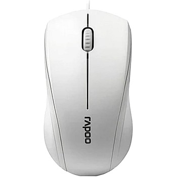 Rapoo N1200 Silent Wired Mouse, 1000 DPI 5ft Cord Quiet Button Optical Computer Mouse, Left Right Hand Use, for Laptop Chromebook Mac Notebook, Matte White