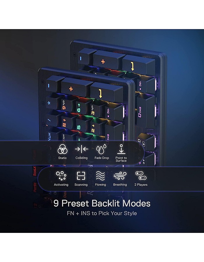 لوحة مفاتيح ألعاب ميكانيكية بإضاءة خلفية بألوان قوس قزح من سلسلة فالهايم من ريدراجون، لون أحمر، موديل K608-R