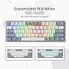 كيبورد فيز بسلك 60% للالعاب باضائة ملونة RGB K617 من ريدراجون ، ميكانيكال مدمجة بـ61 مفتاح واغطية مفاتيح بيضاء ورمادية احمر خطي يدعم مشغل برنام