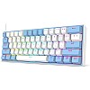 كيبورد ريدراجون USB فيز K617 بإضاءة RGB و تبديل سريع و كابل قابل للفصل، أبيض أزرق، متوافق مع PC و لابتوب، إنجليزي