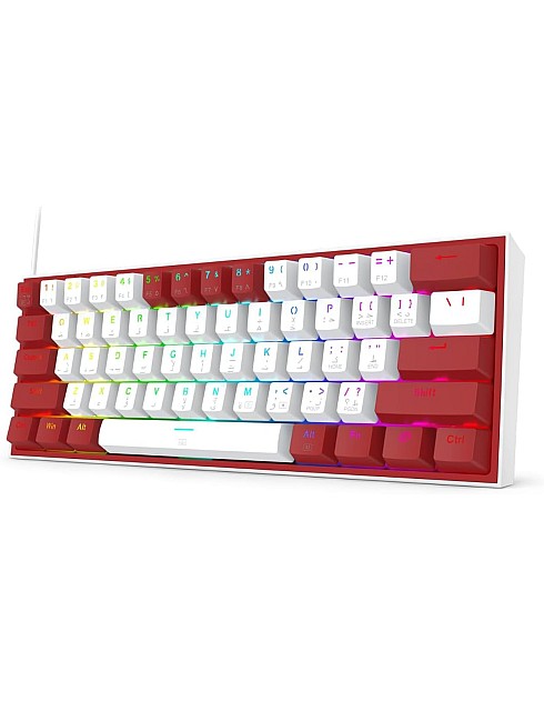 كيبورد ريدراجون USB فيز K617 بإضاءة RGB و تبديل سريع و كابل قابل للفصل، أبيض أزرق، متوافق مع PC و لابتوب، إنجليزي